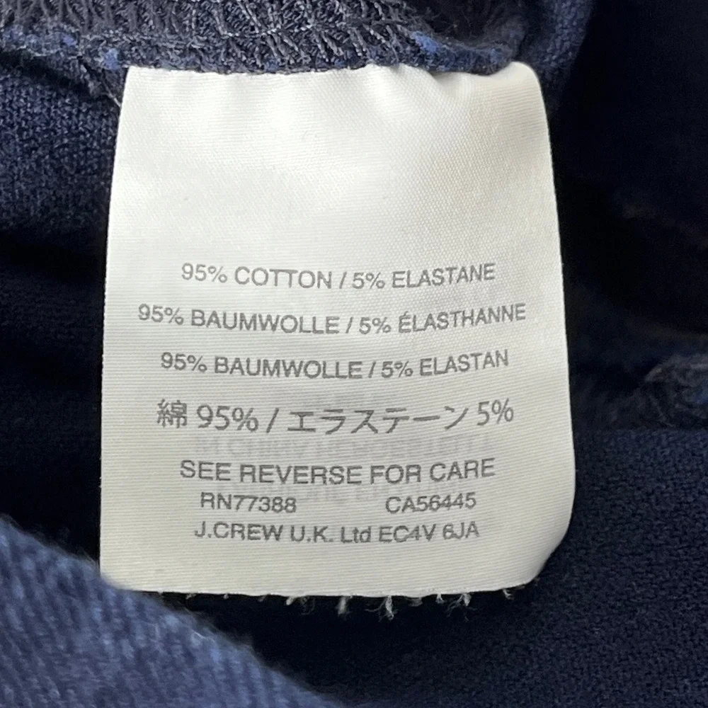 J.Crew Minnie Pant Navy Blue Side Zip Cropped Stretch‎ Trousers 18850 Womens 16